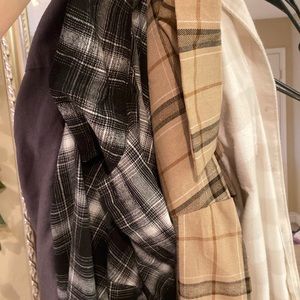 4 different flannels gently worn, size L-XL. Shein and Abercrombie